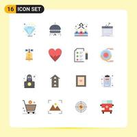 Flat Color Pack of 16 Universal Symbols of american ball employer theft login Editable Pack of Creative Vector Design Elements