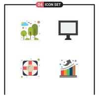 4 Flat Icon concept for Websites Mobile and Apps city lifesaver park display graph Editable Vector Design Elements