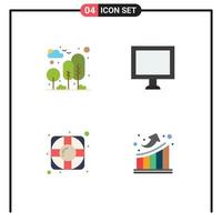 4 concepto de icono plano para sitios web móviles y aplicaciones ciudad salvavidas parque mostrar gráfico elementos de diseño vectorial editables vector