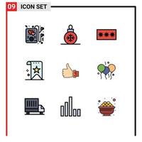 Universal Icon Symbols Group of 9 Modern Filledline Flat Colors of like rank key quality bookmark Editable Vector Design Elements