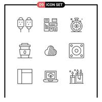 Universal Icon Symbols Group of 9 Modern Outlines of sky coin fast marketing drink coffee Editable Vector Design Elements