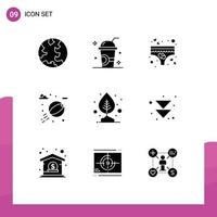 9 Universal Solid Glyphs Set for Web and Mobile Applications plant park summer water romance Editable Vector Design Elements