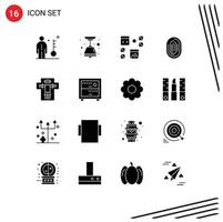 Editable Vector Line Pack of 16 Simple Solid Glyphs of scanner recognition design identity programming Editable Vector Design Elements