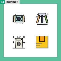 User Interface Pack of 4 Basic Filledline Flat Colors of carpet food home living park box Editable Vector Design Elements