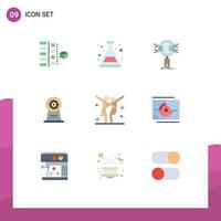 Pictogram Set of 9 Simple Flat Colors of hotel webcam study camera research Editable Vector Design Elements