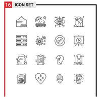 Universal Icon Symbols Group of 16 Modern Outlines of study night sunbathe bird vision Editable Vector Design Elements