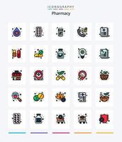 Creative Pharmacy 25 Line FIlled icon pack  Such As medical. document. medicine. emergency call. contact vector