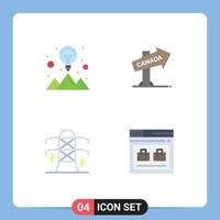 4 Thematic Vector Flat Icons and Editable Symbols of creative line strategy solution location tower Editable Vector Design Elements