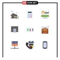 Universal Icon Symbols Group of 9 Modern Flat Colors of electricity charge ruler net court Editable Vector Design Elements