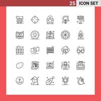 Line Pack of 25 Universal Symbols of web lamp care idea protection Editable Vector Design Elements