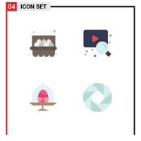 Set of 4 Vector Flat Icons on Grid for basket easter web disk camera Editable Vector Design Elements