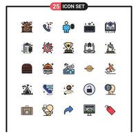 Set of 25 Modern UI Icons Symbols Signs for gear iot access internet password Editable Vector Design Elements