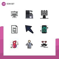 Set of 9 Modern UI Icons Symbols Signs for up arrow rake support file Editable Vector Design Elements