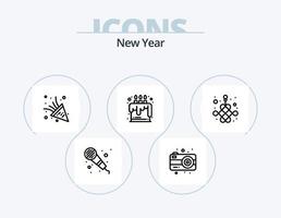 New Year Line Icon Pack 5 Icon Design. dvd. new year. label. invite. card vector