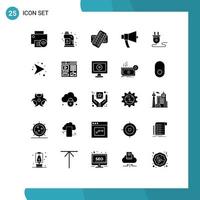 25 Universal Solid Glyph Signs Symbols of megaphone announcement plumbing ads tablet Editable Vector Design Elements
