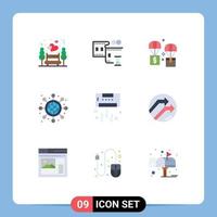 conjunto de 9 iconos de interfaz de usuario modernos signos de símbolos para elementos de diseño de vectores editables globales de inicio de entrega de aire fresco