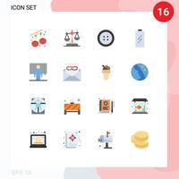 conjunto de 16 iconos modernos de la interfaz de usuario símbolos signos para la comunicación de la ropa de la conferencia de la persona paquete editable eléctrico de elementos de diseño de vectores creativos