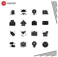 Pack of 16 creative Solid Glyphs of hobby drink invest real funding Editable Vector Design Elements