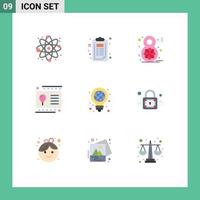 9 Flat Color concept for Websites Mobile and Apps globe idea flower party holiday Editable Vector Design Elements