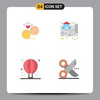 paquete de interfaz de usuario de 4 iconos planos básicos de pareja aventura emoji ubicación nube elementos de diseño vectorial editables vector