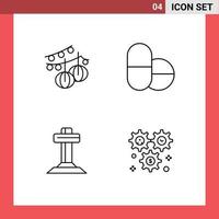 Pack of 4 Modern Filledline Flat Colors Signs and Symbols for Web Print Media such as decoration easter lantern celebration wheel Editable Vector Design Elements