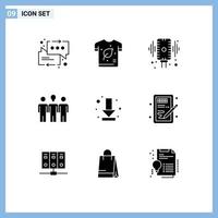 paquete de iconos de vector de stock de 9 signos y símbolos de línea para elementos de diseño de vector editables de audio de entrenador de camiseta de diván de motivación