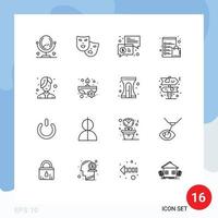 paquete de iconos de vector de stock de 16 signos y símbolos de línea para elementos de diseño de vector editables de lista de chat de tienda femenina