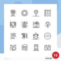 16 Thematic Vector Outlines and Editable Symbols of accounts plan web stop responsive security Editable Vector Design Elements