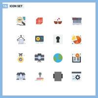Set of 16 Vector Flat Colors on Grid for beach towel synthesizer love birds synthesiser keyboard Editable Pack of Creative Vector Design Elements