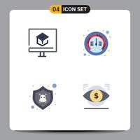 4 Universal Flat Icons Set for Web and Mobile Applications education danger online internet security Editable Vector Design Elements