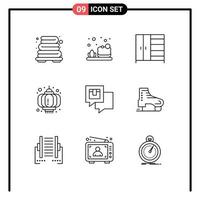 Mobile Interface Outline Set of 9 Pictograms of shipping feedback wardrobe delivery celebration Editable Vector Design Elements