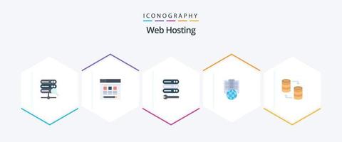 Web Hosting 25 Flat icon pack including storage. server. wrench. database. proxy vector
