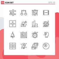 Set of 16 Modern UI Icons Symbols Signs for help small molecule screen scene Editable Vector Design Elements