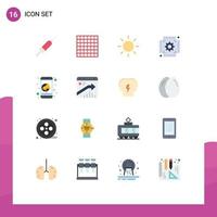 16 User Interface Flat Color Pack of modern Signs and Symbols of arrow mobile sun marketing web Editable Pack of Creative Vector Design Elements