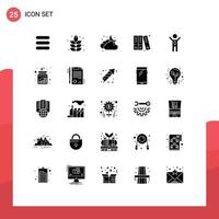 Set of 25 Vector Solid Glyphs on Grid for cash success moon business history Editable Vector Design Elements