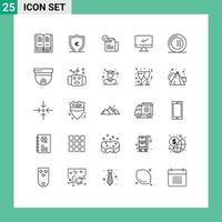 Set of 25 Modern UI Icons Symbols Signs for cooking imac check list device computer Editable Vector Design Elements