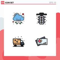 4 Creative Icons Modern Signs and Symbols of cloud pipe web traffic plumbing Editable Vector Design Elements