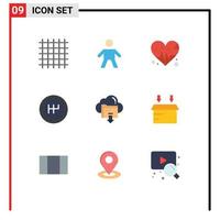 Universal Icon Symbols Group of 9 Modern Flat Colors of box cloud heart down download Editable Vector Design Elements