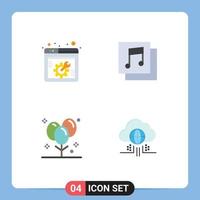 Set of 4 Modern UI Icons Symbols Signs for spanner decoration webpage music party Editable Vector Design Elements