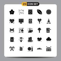 25 User Interface Solid Glyph Pack of modern Signs and Symbols of globe education reload sport american Editable Vector Design Elements