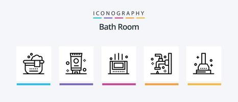 paquete de iconos de la línea 5 de la sala de baño que incluye. grifo. baño. limpieza. baño. diseño de iconos creativos vector