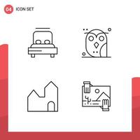 Line Pack of 4 Universal Symbols of bed factory wedding night industrial plant Editable Vector Design Elements