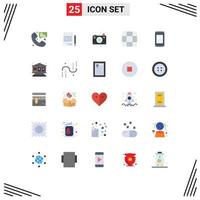 Universal Icon Symbols Group of 25 Modern Flat Colors of mobile phone list mesh camping Editable Vector Design Elements