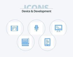 Device And Development Blue Icon Pack 5 Icon Design. computer. record. cell. multimedia. interface vector