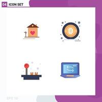 4 concepto de icono plano para sitios web móviles y aplicaciones casa juego pareja btc computadora elementos de diseño vectorial editables vector