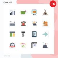 Modern Set of 16 Flat Colors Pictograph of keyboard board edit travel nature Editable Pack of Creative Vector Design Elements