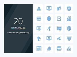 20 Data Science And Cyber Security Blue Color icon for presentation vector