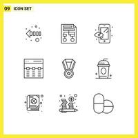 Pack of 9 Modern Outlines Signs and Symbols for Web Print Media such as education interface creative image header Editable Vector Design Elements