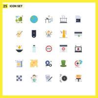 Modern Set of 25 Flat Colors and symbols such as tube lab geography staff office Editable Vector Design Elements