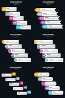 plantilla de diapositiva de presentación del paquete de infografías vectoriales 6 diagramas de ciclo de 5 pasos y líneas de tiempo vector